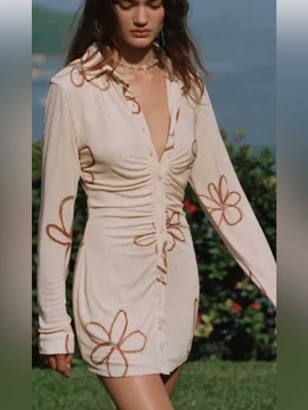 With Jean Andy Shirtdress with Brown Floral Print
